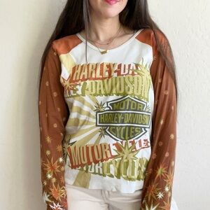 Y2K Harley Davidson Long Sleeve Graphic Tee